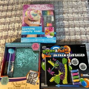 3 items Girls Crafts 3 D Foam. My Sequin Dairy & Sparkling Squishy Soap